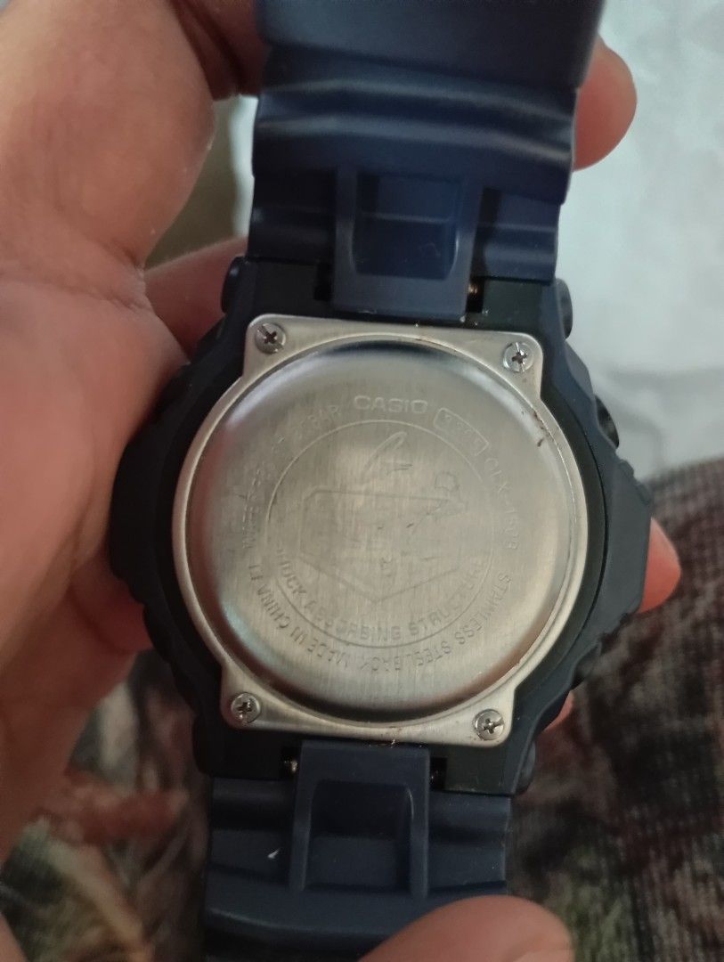 Casio G-Shock G-Lide Tide Graph Watch GLX-150B (Category: Men's Watches) located in Manila. Submitted by jcaseanti (Listing ID 1468176357, Image 2). Description: - Model: Casio G-Shock G-Lide GLX-150B (Module 3295) - Color: Navy blue with silver buckle - Key Features: Tide graph, moon phase, world time, and 200m water resistance - Condition: Fully functional digital screen, light signs of daily wear on the resin band - Authenticity: Stainless ste