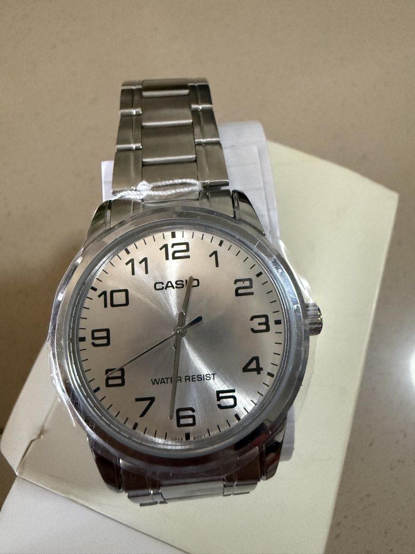 Casio MTP-V001D-7BUDF Analog Watch (Category: Men's Watches) located in Manila. Submitted by merry.merchant (Listing ID 1468092665, Image 2). Description: - Brand new, unworn condition - Classic silver dial - Durable stainless steel strap and case - Water-resistant for everyday use - Complete set: includes original box, hang tag, product manual papers and warranty card - bought Aug 30, 2026.