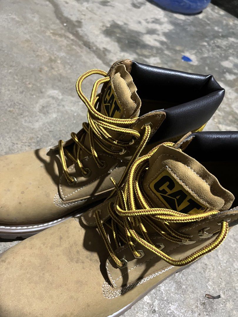 Caterpillar Work Boots Tan Leather Size 12 (Category: Boots) located in Tubao. Submitted by navigatorthrift (Listing ID 1468277625, Image 3). Description: Catterpillar boots Timberland vibes Size 12 For big boys Brand new No issue No box ₱1500 shipped .