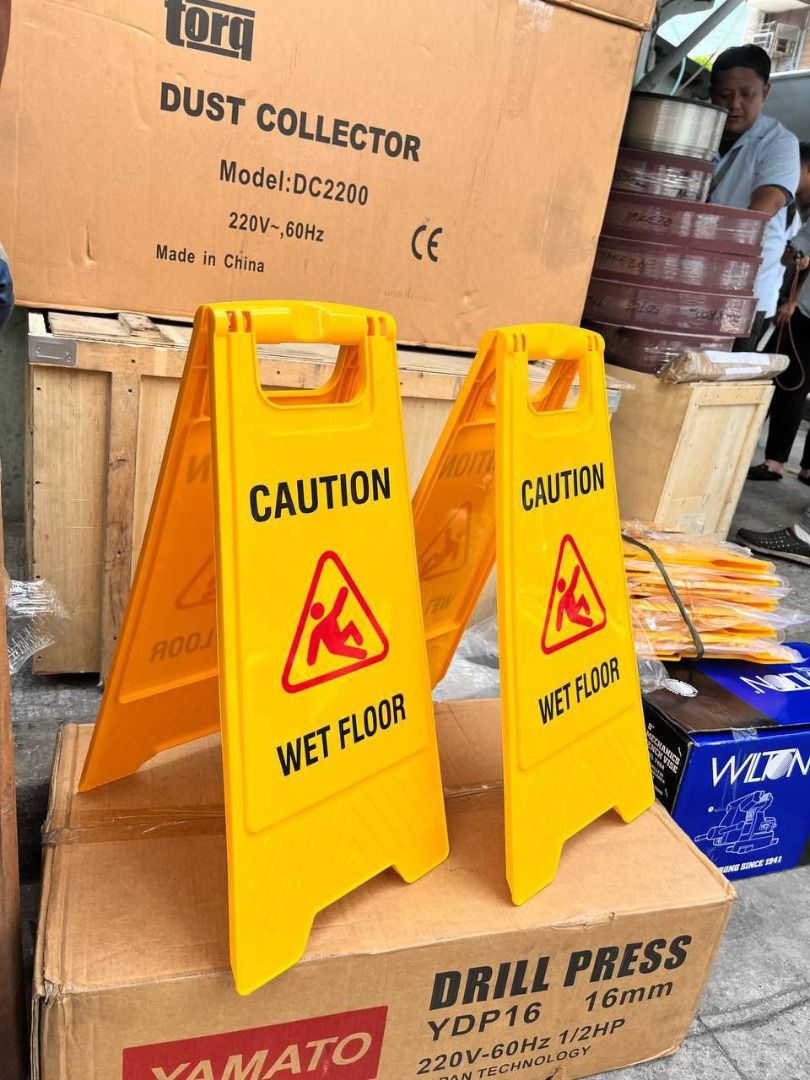 CAUTION WET FLOOR SIGNAGE Specs: Yellow (Category: Everything Else Others) located in Manila. Submitted by joeyroque09 (Listing ID 1468101353, Image 2). Description: CAUTION WET FLOOR SIGNAGE Specs: Yellow.