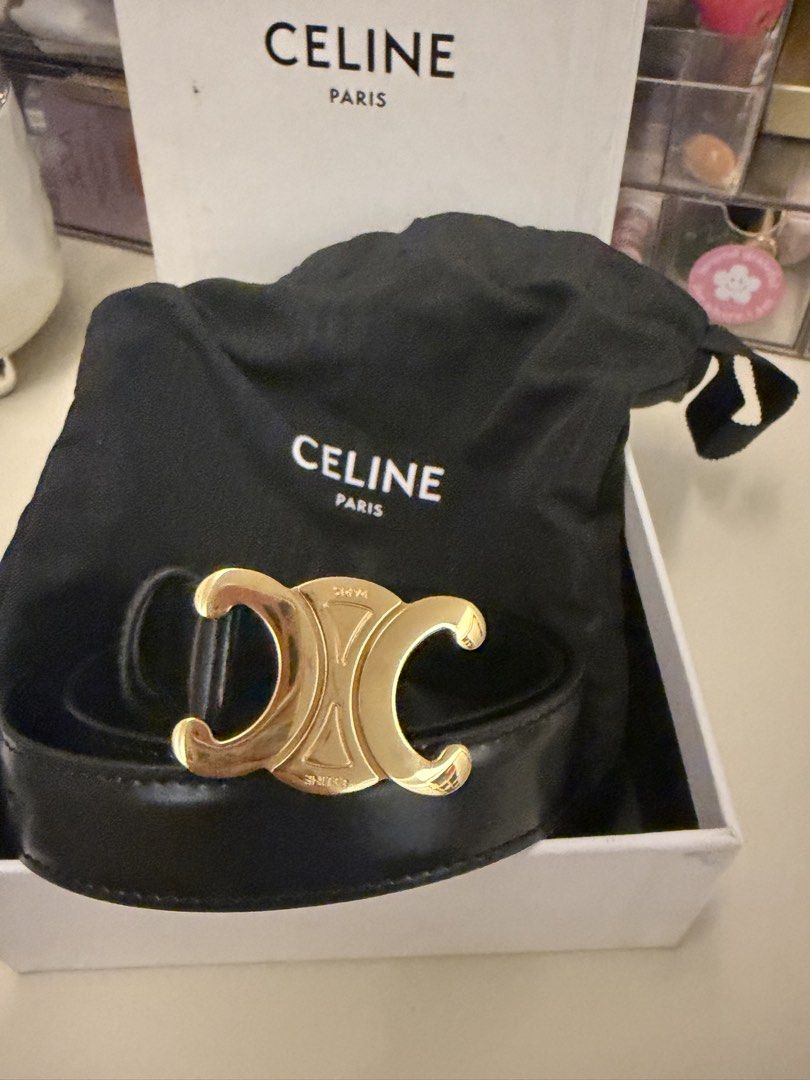 Celine Triomphe Belt Leather Belt (Category: Belts) located in Manila. Submitted by shopmybabies (Listing ID 1468202273, Image 2). Description: Includes dust bag and box Rfs: decluttering .