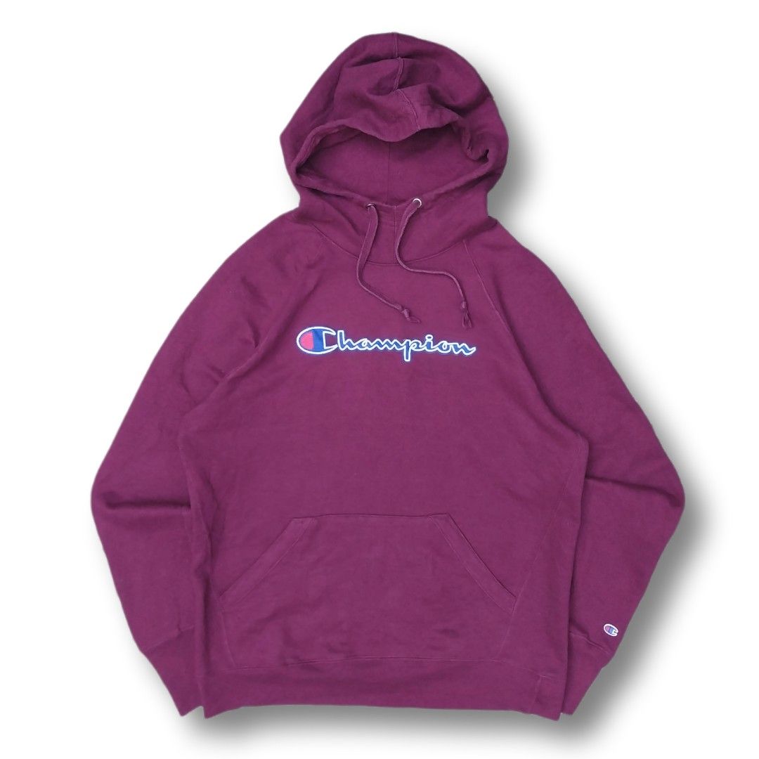Champion Burgundy Script Hoodie (Category: Hoodies) located in Cavite. Submitted by spinfits (Listing ID 1468175819, Image 1). Description: - Authentic burgundy Champion hoodie - Classic embroidered script logo on the chest - Signature Champion 'C' patch on the left cuff - Features a practical front kangaroo pocket - Adjustable drawstring hood and ribbed cuffs for a snug fit - Ideal casual wear for the PH rainy season or cooler weather Size: S-M 