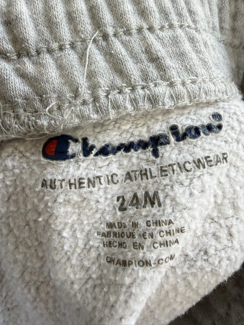 Champion Sweat Pants (Category: Babies & Kids Fashion) located in Dasmarinas. Submitted by elizmaebau68309 (Listing ID 1468122600, Image 2). Description: Champion grey heather knit jogger sweatpants with an elastic waistband, ribbed ankle cuffs, and a colorful Champion logo graphic near the hip. 24 months Excellent condition Personal preloves .