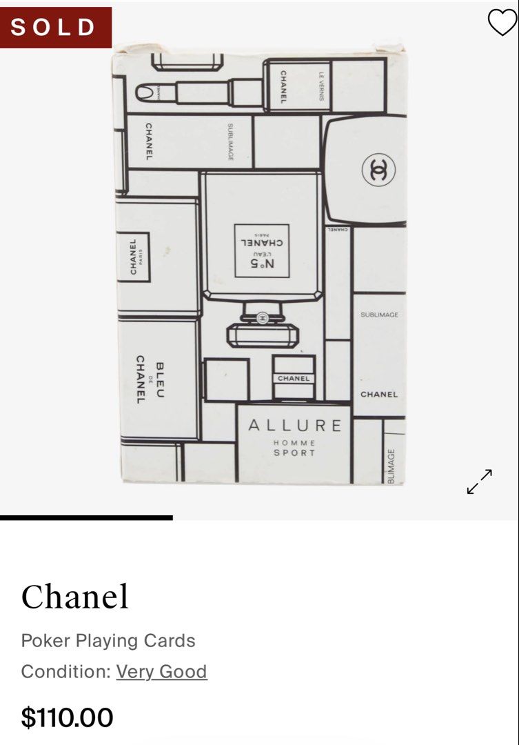 Chanel Poker Playing Cards Box (Category: Board Games & Puzzles) located in Quezon City. Submitted by rfclub (Listing ID 1468234590, Image 1). Description: pwede pang gift.
