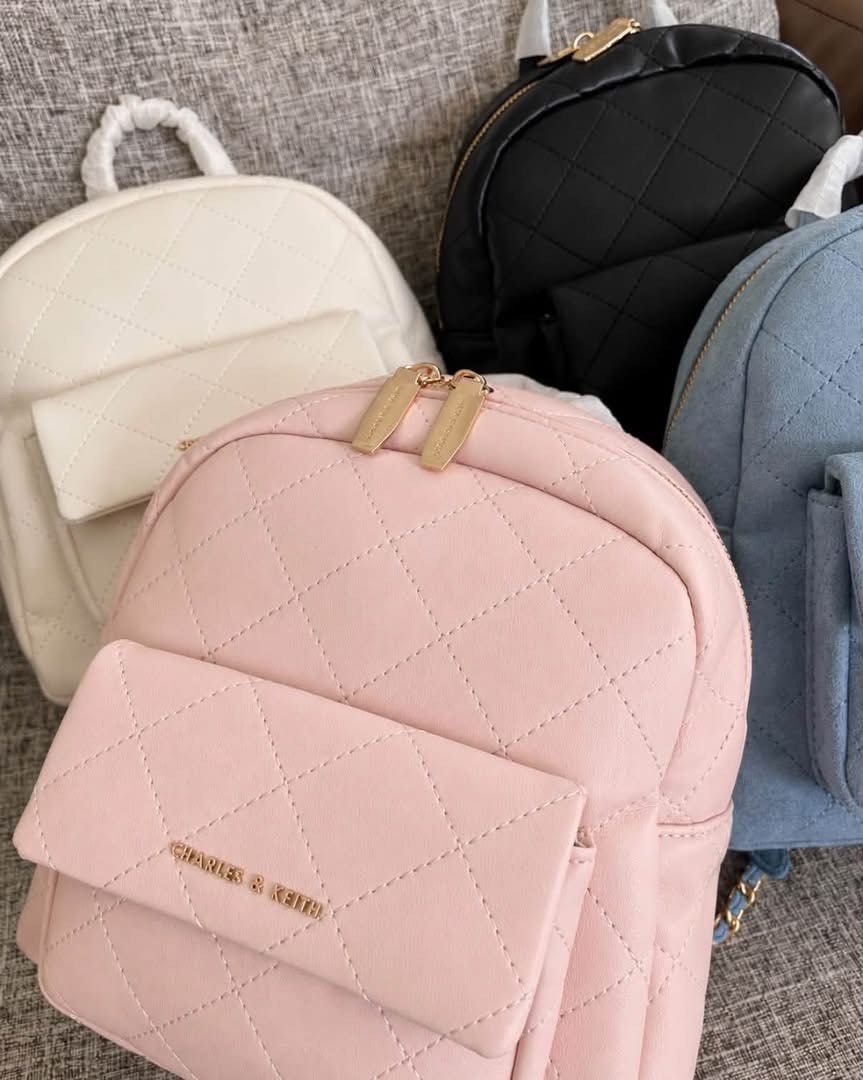 Charles & Keith Alva Quilted Front-Pocket Backpack (Category: Backpacks) located in Manila. Submitted by YSABELLE_MARGARETTE (Listing ID 1468062781, Image 1). Description: J&T nationwide or Lalamove around Manila PAYMENT FIRST THRU GOTYME BANK.