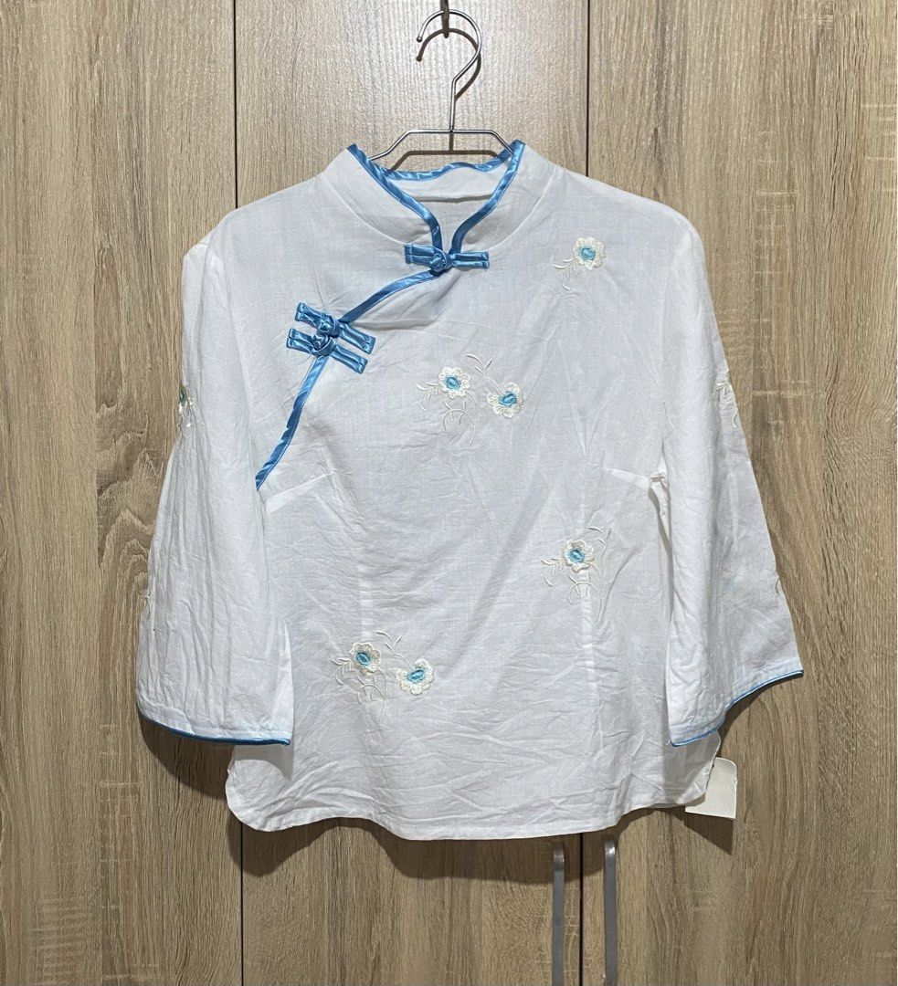 Chinese Blouse (Category: Blouses) located in Mandaluyong City. Submitted by aiztyle (Listing ID 1468062716, Image 1). Description: Cheongsam Blouse Small to Semi Medium Measurement: Bust 36” Length 22” Side zipper Super SALE Php300.00 only.