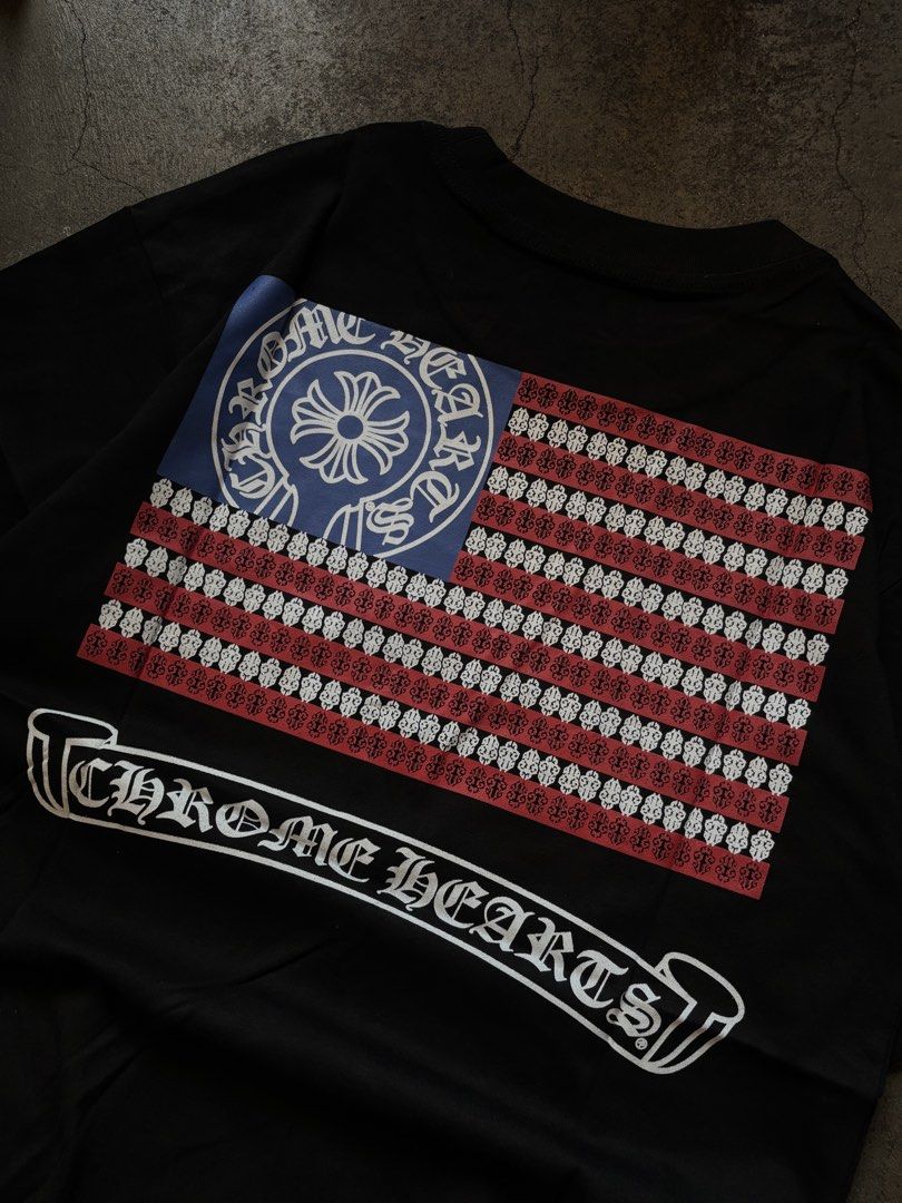 Chrome Hearts American Flag (Category: Tshirts & Polo Shirts ) located in Manila. Submitted by distinct_mnl (Listing ID 1468084163, Image 2). Description: S - 21x27 M - 22x28 L - 23x29 XL - 24x29 .