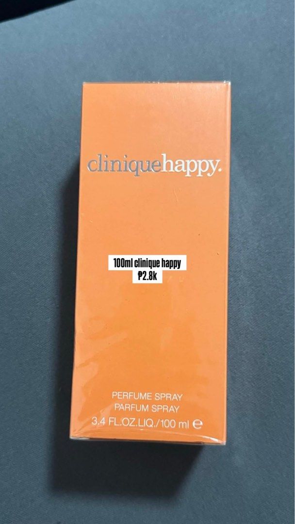 Clinique Happy 100ml (Category: Fragrance & Deodorants) located in Manila. Submitted by gftyvllmregalo (Listing ID 1468109121, Image 1). Description: Clinique Happy 100ml.