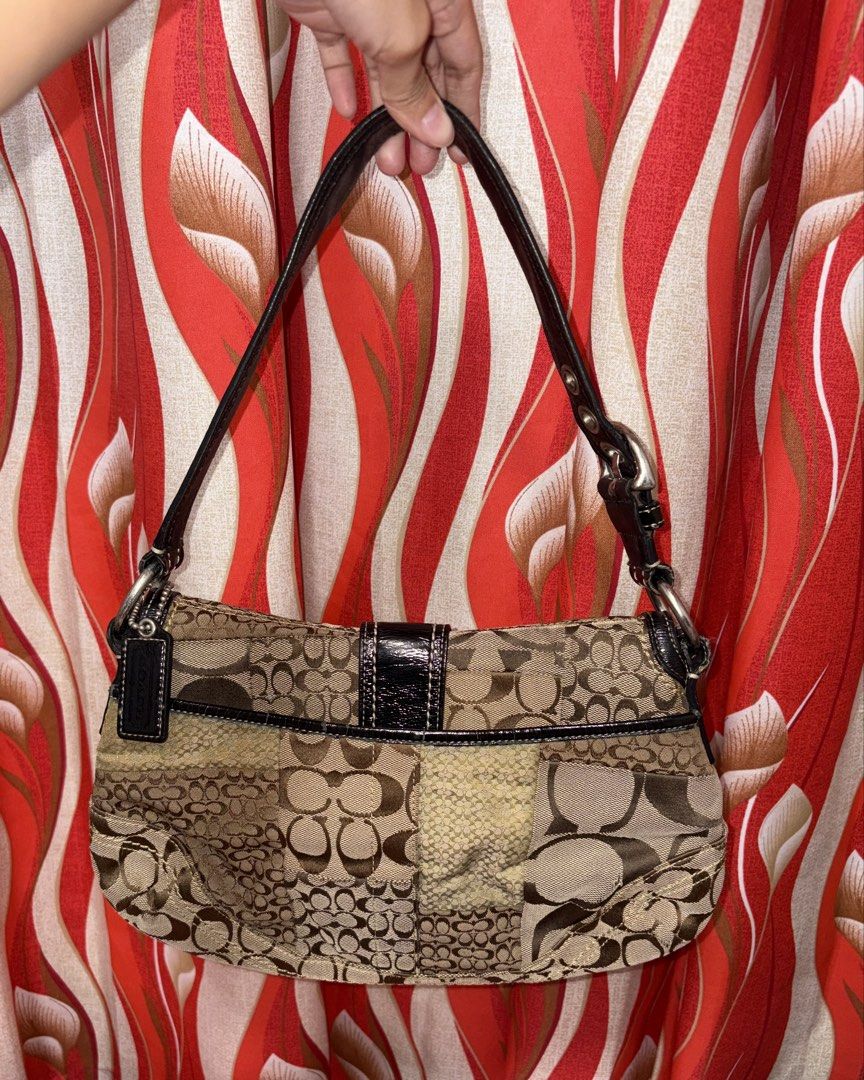 Coach Patchwork Soho Brown (Category: Luxury Bags & Wallets) located in Valenzuela. Submitted by diaryniandrea (Listing ID 1468211009, Image 2). Description: Authentic Coach Signature Patchwork Soho Condition: AB - with rubs, stains, and cracks on leather handle Check photos for the rubs, stains, and cracks on leather All items are preloved, please manage your expectations accordingly. Location: Valenzuela.