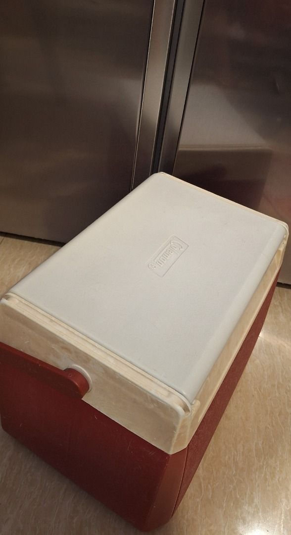 COLEMAN Cooler (Category: Food Organization & Storage) located in General Trias. Submitted by aeunice (Listing ID 1468193682, Image 1). Description: Brand: Coleman Color: Red Size: 13L In Good Condition. It has a handle for easy carrying. The cooler's interior is clean and spacious. Made by Coleman Co., Inc. in Wichita, Kansas, USA. Meet up / Shipping via Lalamove, JnT, Gogo Express & LBC..