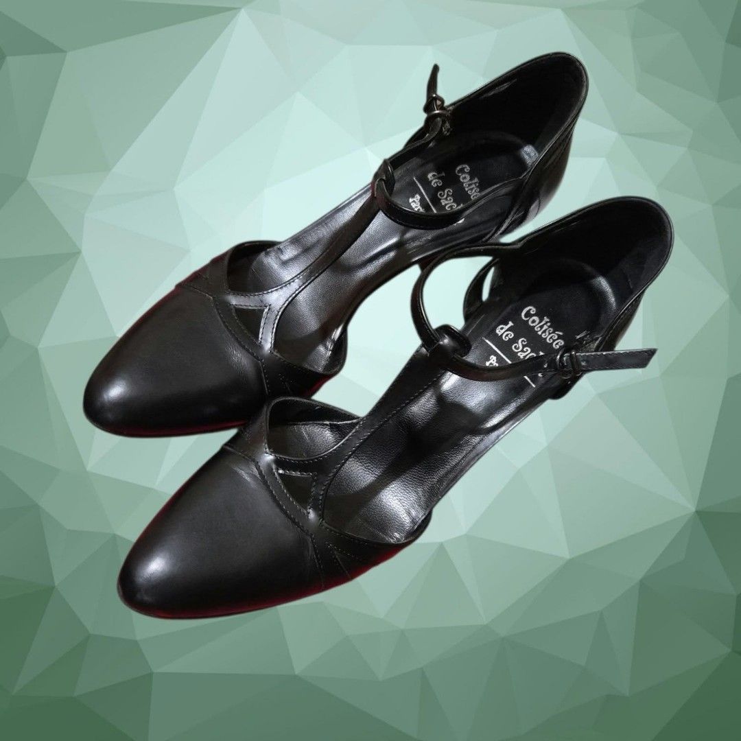 Colisée de Sacha Paris Black T-Strap Heels (Category: Heels) located in Paranaque City. Submitted by calm_youngstore7 (Listing ID 1468240189, Image 3). Description: PRICE DROP! LESS ₱2000! - Brand: Colisée de Sacha Paris - Color: Classic black - Material: Genuine leather - Style: Pointed toe, T-strap with buckled ankle strap, stiletto heel - Condition/Inclusions: Vintage, comes with original red shoebox - Perfect for: Special occasions and dressy