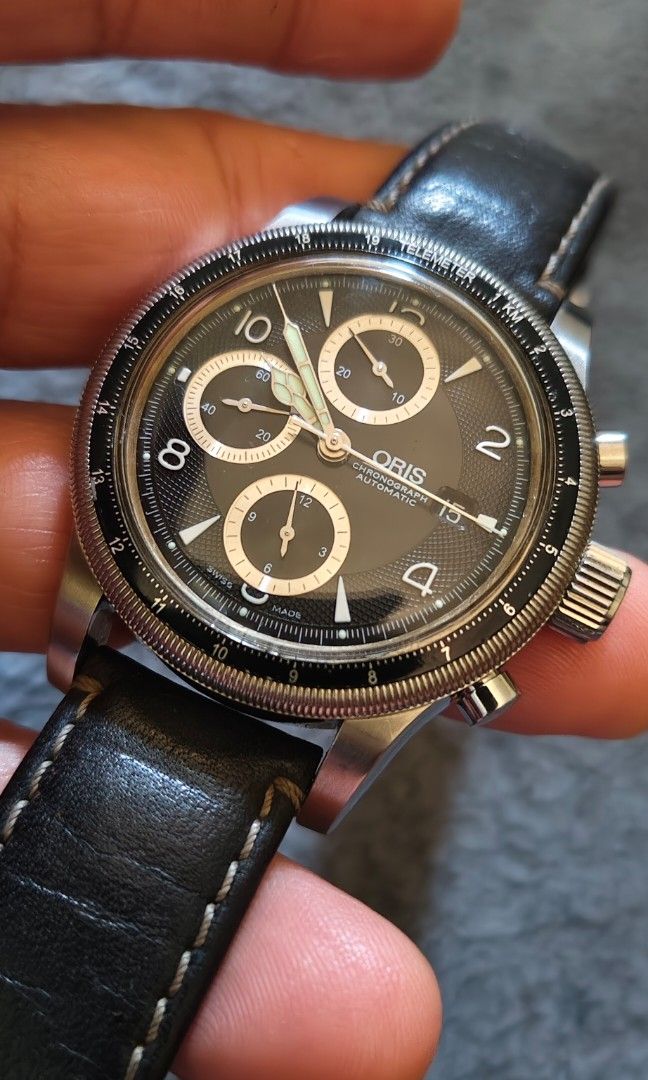 Collectible Oris Big Crown Telemeter Chronograph( Mint Condition) (Category: Men's Watches) located in Cebu City. Submitted by aceoftime (Listing ID 1468070478, Image 2). Description: In mint condition Fully working chronograph Flawless hesalite face no scratches Very clean dial no patina Mint condition telemeter ring Clean mechanical no traces of corrosion Swiss Made Ref: 26-55587 25 Jewels Caliber 674 Automatic Movt with Approx 48 hours power r