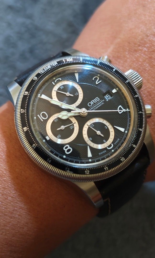 Collectible Oris Big Crown Telemeter Chronograph( Mint Condition) (Category: Men's Watches) located in Cebu City. Submitted by aceoftime (Listing ID 1468070478, Image 1). Description: In mint condition Fully working chronograph Flawless hesalite face no scratches Very clean dial no patina Mint condition telemeter ring Clean mechanical no traces of corrosion Swiss Made Ref: 26-55587 25 Jewels Caliber 674 Automatic Movt with Approx 48 hours power r