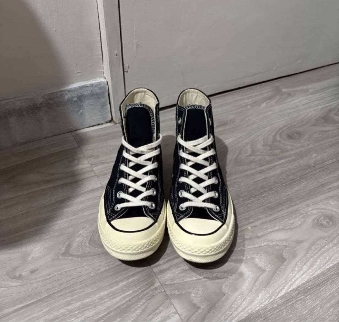 Converse Chuck Taylor 70s High Black (7 Womens) (Category: Sneakers) located in Muntinlupa City. Submitted by declutterbuster (Listing ID 1468060088, Image 3). Description: Authentic No Box No flaws / Overall good condition Size: 5 Mens / 7 Womens 24/25 cm Payment first thru gcash / maribank Mod: J&T or Lalamove .