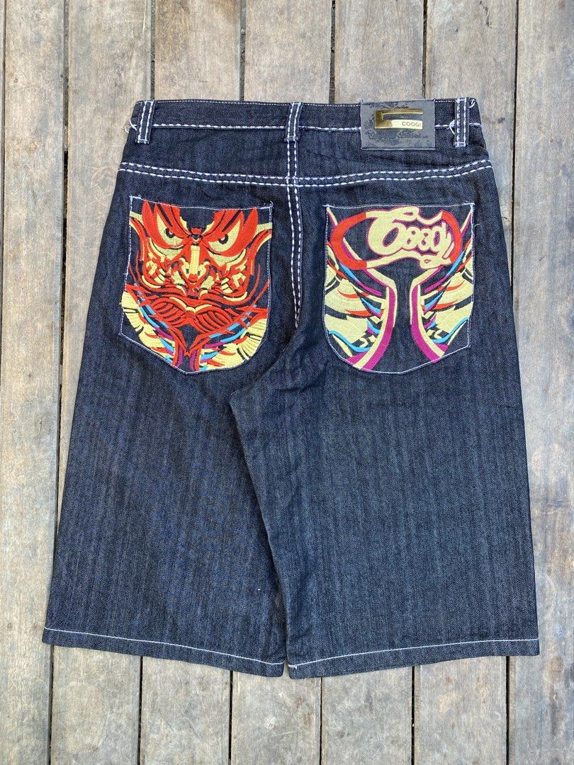 COOGI TRIBAL (Category: Shorts) located in Manila. Submitted by bottomswrldwidev2 (Listing ID 1468126909, Image 1). Description: 📍COOGI TRIBAL | RAW DENIM JORTS Waist: 34 Lenght: 26 Thigh: 14.5 Hem: 12 Condi: 10/10 - goodcondition.