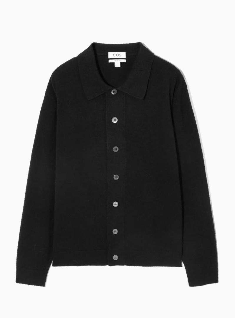 COS Textured Overshirt (Category: Coats, Jackets and Outerwear) located in Cebu City. Submitted by hommeboy.howard (Listing ID 1468236985, Image 1). Description: COS black knit shirt. Classic polo collar with full front button placket. Long sleeves with ribbed cuffs and hem. Textured knit fabric material. Minimalist design, easy to style for casual or smart outfits. Fits regular. Neutral staple piece for the wardrobe. Condition: Used once Loc: Ce