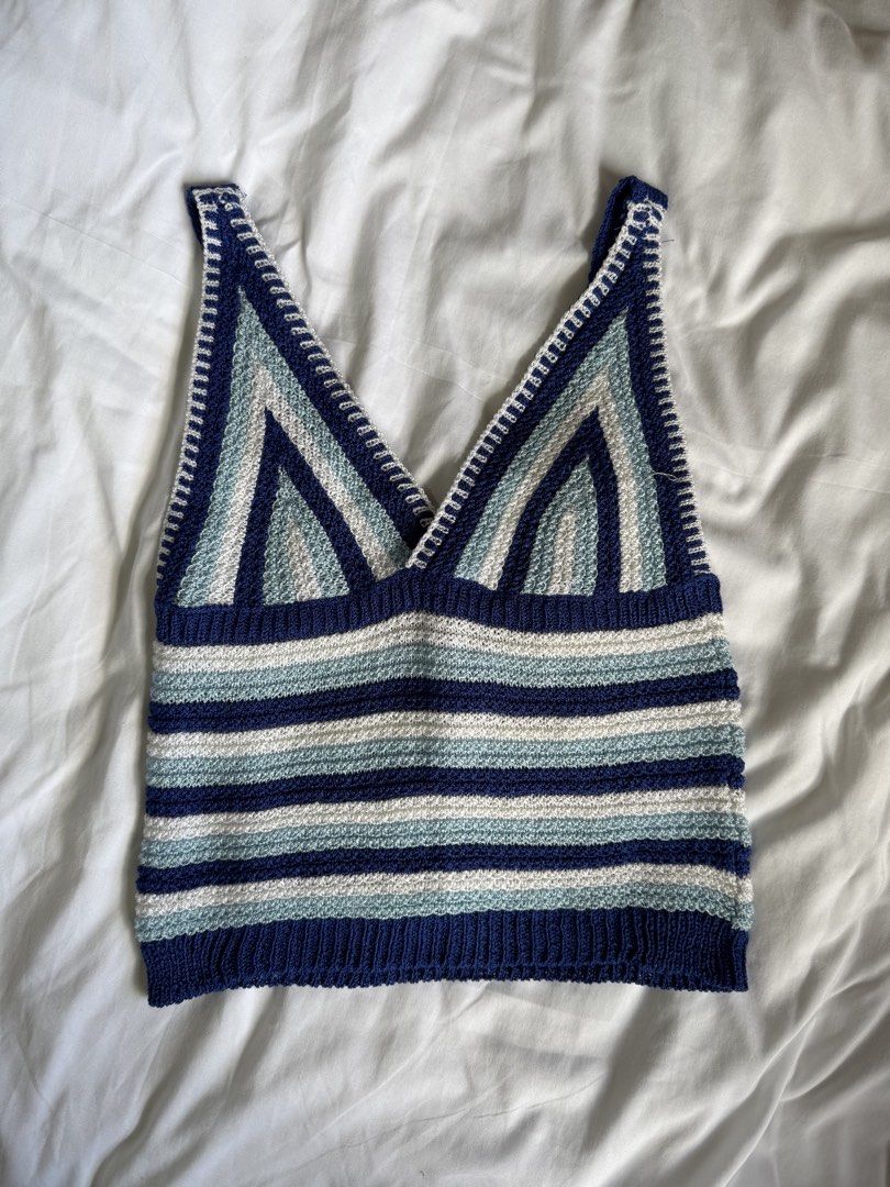 Crochet Blue Top (Small) (Category: Sleeveless) located in Baguio. Submitted by eleynmsr (Listing ID 1468262301, Image 1). Description: Location is Baguio City. Shipping via J&T only..