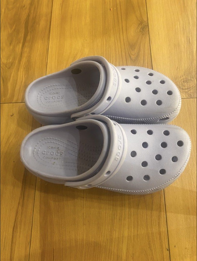 Crocs (Women Size 5) Classic Platform Clogs (Category: Sandals) located in Makati City. Submitted by declutter.27 (Listing ID 1468125321, Image 3). Description: - Light purple Crocs Classic Platform Clogs - Size: US W5 / UK 3 / EU 36 - Purchased from SM Store - Original Price: P4,245 - Ideal for casual wear - With signs of use but doable to clean (I will wash before sending) - bought to use during typhoons.