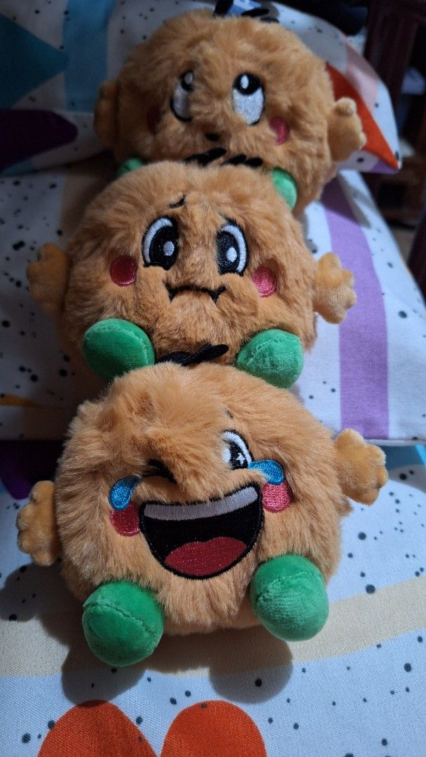 Potato corner baby poco (Category: Plushies & Soft Toys) located in Caloocan City. Submitted by _mie3 (Listing ID 1468195632, Image 1). Description: - Set of 3 baby pocos - Made with fluffy, super soft brown fur and bright green attachments - Detailed with embroidered eyes, mouths, and cheeks - Perfect as cute desk decorations or gifts for plush lovers.