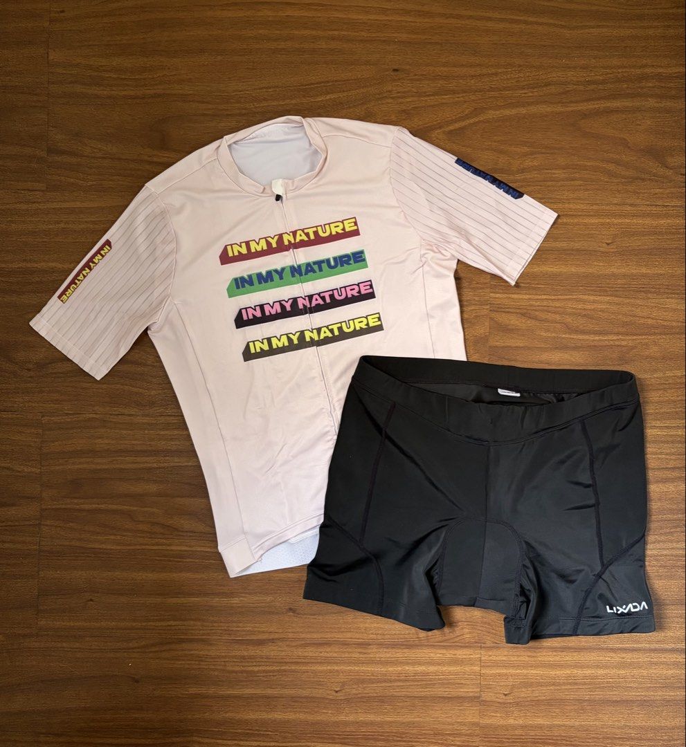 Cycling Shorts Jersey Kit Womens (Category: Activewear) located in Rizal. Submitted by pinatoi (Listing ID 1468070821, Image 1). Description: SOLD AS SET Fits best on XL-XXL Womens Jersey: - size M on tag but fits well on XL - XXL - stretchy - with back pockets - never used (too loose on me) Gel Padded Shorts - XXL on tag - used once (too loose on me) SOLD AS SET ONLY!.