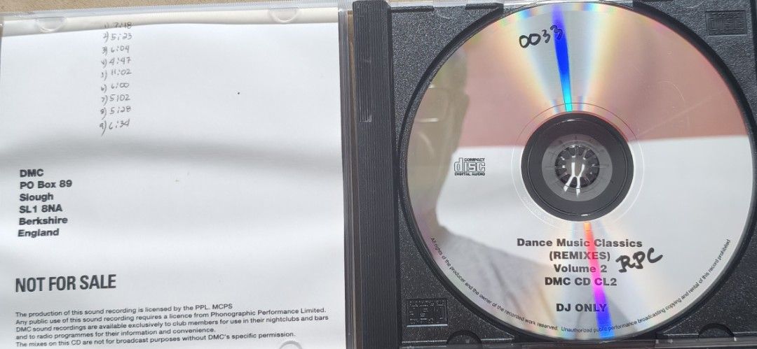 Dance Music Classics (CD) Volume II Remixes DJ Only (Category: CDs & DVDs) located in Manila. Submitted by ruelcabrer77078 (Listing ID 1468208693, Image 3). Description: - Rare DMC Dance Music Classics Volume II Remixes promotional CD for DJs only - Tracklist features legendary remixes of Queen, Van Halen, R.E.M., Simple Minds, Sister Sledge, Black Box, and more - Includes original jewel case - Note: Features handwritten track times on the insert