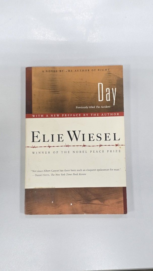 Day by Elie Wiesel (Category: Storybooks) located in Pasig City. Submitted by funderW (Listing ID 1468175561, Image 1). Description: Condition: Great (Read once only) Genre: Fiction, Historical Fiction, Classics GoodReads Rating: 3.78 RFS: Decluttering Shipping fee c/o buyer MOP: Gcash, GoTyme, Maribank MOD: J&T, Lalamove.