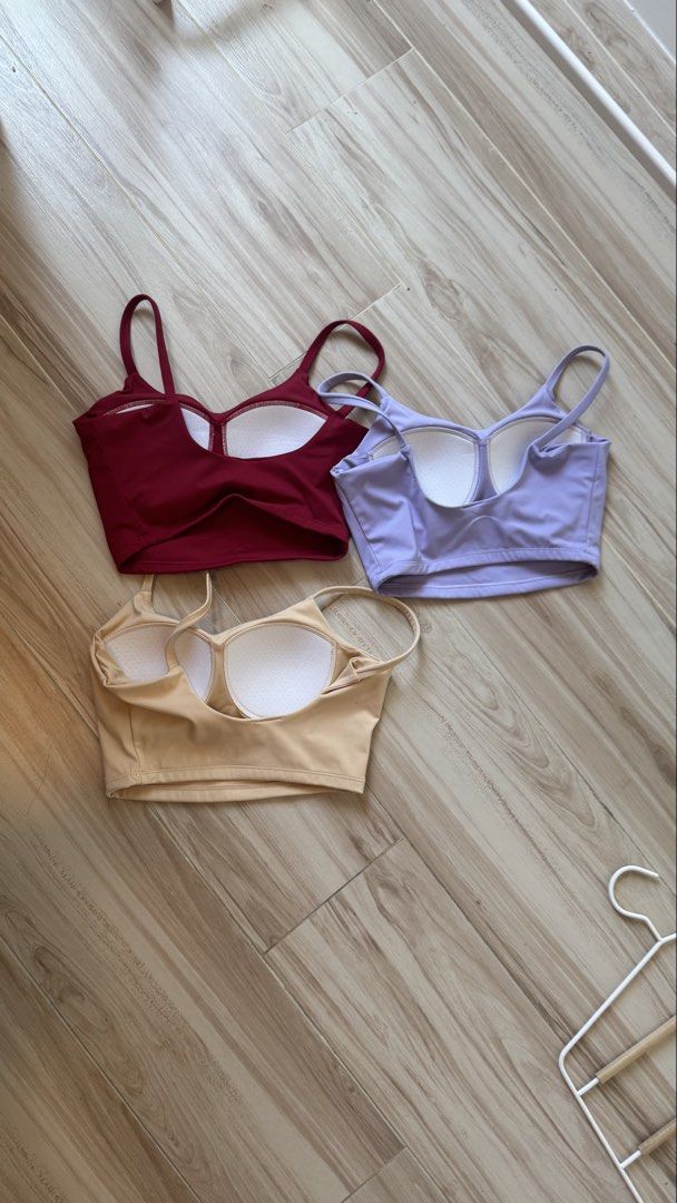 Dazy Padded Crop Top Bundle Size M (Category: Sleeveless) located in Makati City. Submitted by declutter_forsale (Listing ID 1468200017, Image 3). Description: ₱500 take all - Bundle of 3 Dazy padded crop tops - Colors: Maroon, purple, and nude beige - Size: Medium (all with tags attached) - Built-in bra pads for comfort, no underwire - Stretchy fabric ideal for workouts or lounging - Sold as a set only.