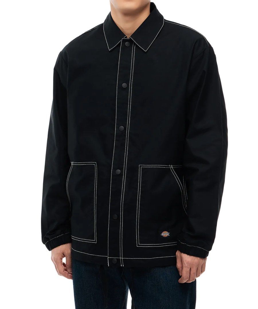 Dickies Oxford Coach Jacket Black (Category: Coats, Jackets and Outerwear) located in Tarlac. Submitted by geegeegoods (Listing ID 1468260453, Image 2). Description: Dickies Oxford Coach Jacket Black (DK009404BLK1) Size: Large Dimes: 23.5x29 Color Rate: 9.5/10 Condition: VeryGood No issues.