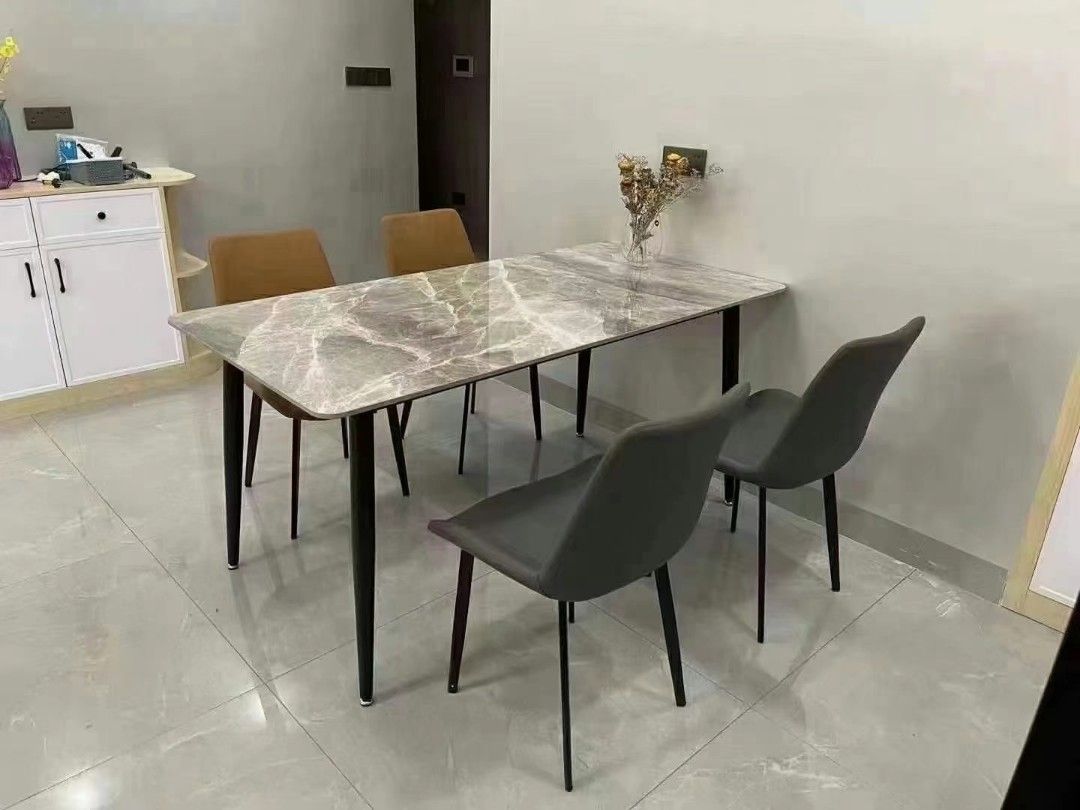Dining table and chair (Category: Office Furniture & Fixtures) located in Bacoor. Submitted by flfurniture (Listing ID 1468067343, Image 1). Description: Dining table and chair ✅table top marble ✅frame foot metal ✅good quality NOTE: the price depends on how many seater you want🙂 📱contact no.09389920978 🤝we are selling all kinds of home furniture and office furniture 👍Bed with mattress✨sofa ✨office sofa ✨center table ✨dining table✨shoe cabinet