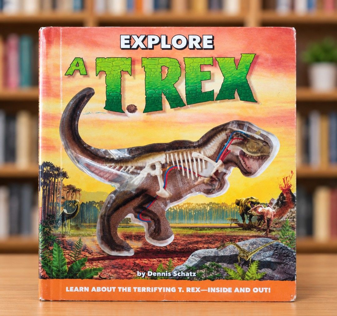 Dinosaur: Explore a T-Rex Interactive 3D Anatomy Book by Dennis Schatz (Category: Children's Books) located in Cavite. Submitted by munting_aklatan_ph (Listing ID 1464224957, Image 1). Description: - Interactive T-Rex book with pop-ups and cutaways - Discover the dinosaur's anatomy - Learn how T-Rex moved and used its arms - Explore if T-Rex was warm or cold-blooded - Fun and educational for young dinosaur enthusiasts.