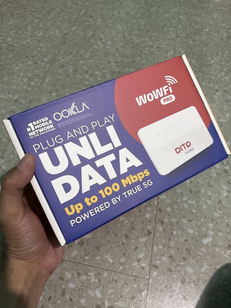 DITO WOWFI PREPAID WIFI (Category: Sim Cards) located in Quezon City. Submitted by gamitnirod (Listing ID 1468213427, Image 1). Description: -Almost brand new -Used for 1 month while waiting for wired fiber connection -Purchased for ₱1,400 -No issue -Payment via Gcash/MAYA Please send a message if you have questions.