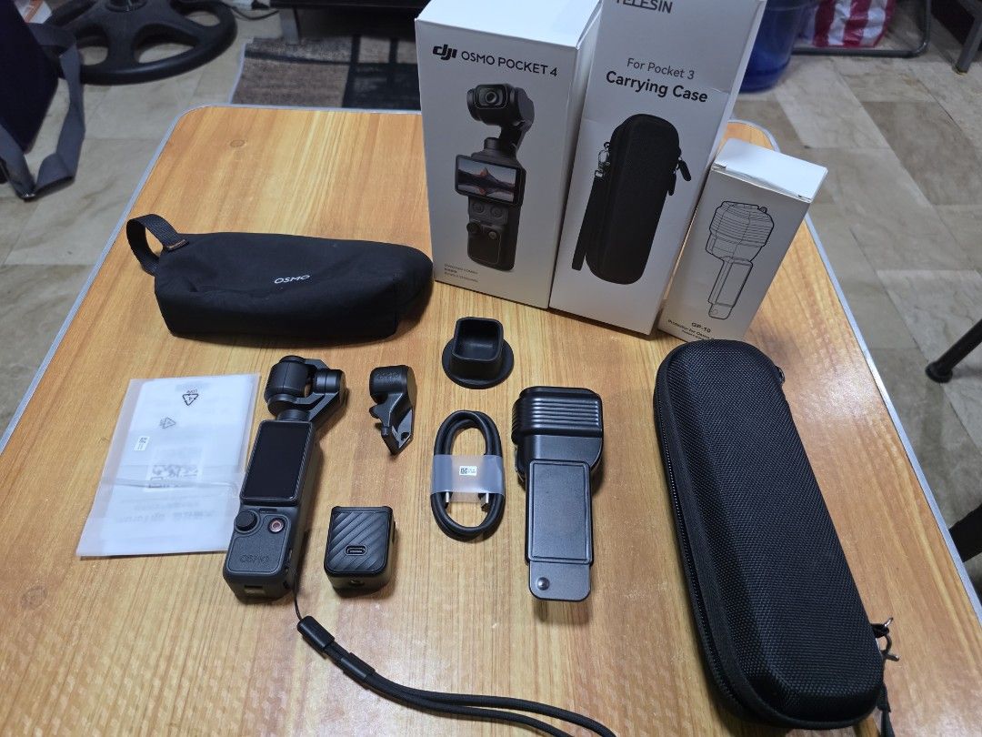 DJI Osmo Pocket 4 Standard (w/ freebies) (Category: Video Cameras) located in Quezon City. Submitted by hattori15 (Listing ID 1468173924, Image 1). Description: Selling DJI Osmo Pocket 4 STANDARD Combo New release from DJI Almost new 2x lang nagamit Looks new Upgraded 1-inch sensor Built-In 107gb storage Expandable via micro sd card 2x Lossless zoom With tempered glass installed Inclusions: Osmo Pocket 4 Gimbal Clamp Handle with 1/4" thread Porta
