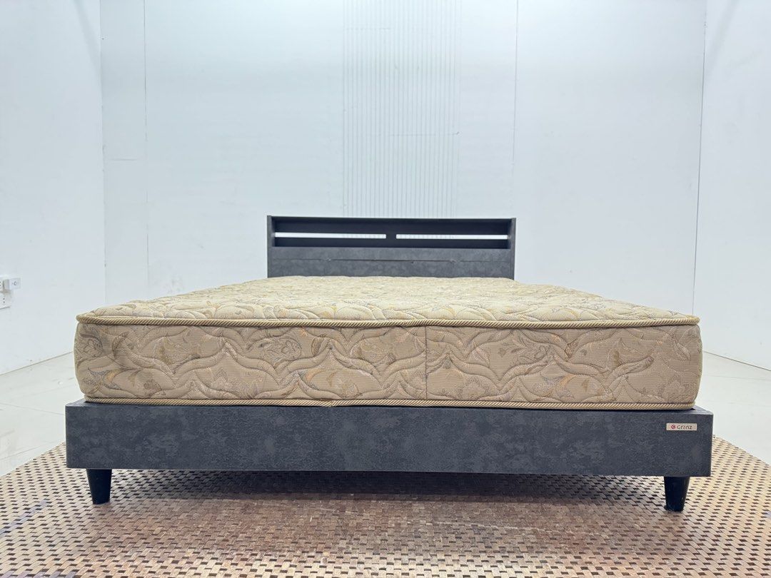 Double size bedset (Category: Bed Frames & Mattresses) located in Quezon City. Submitted by matetdevis13 (Listing ID 1468086087, Image 1). Description: GRANZ Double Size Bed Set with Outlet Price: 15,900 Frame: 56 x 82 x 32/10 Mattress: 56 x 77 x 8.5 In good condition Code MJS45-RP80.