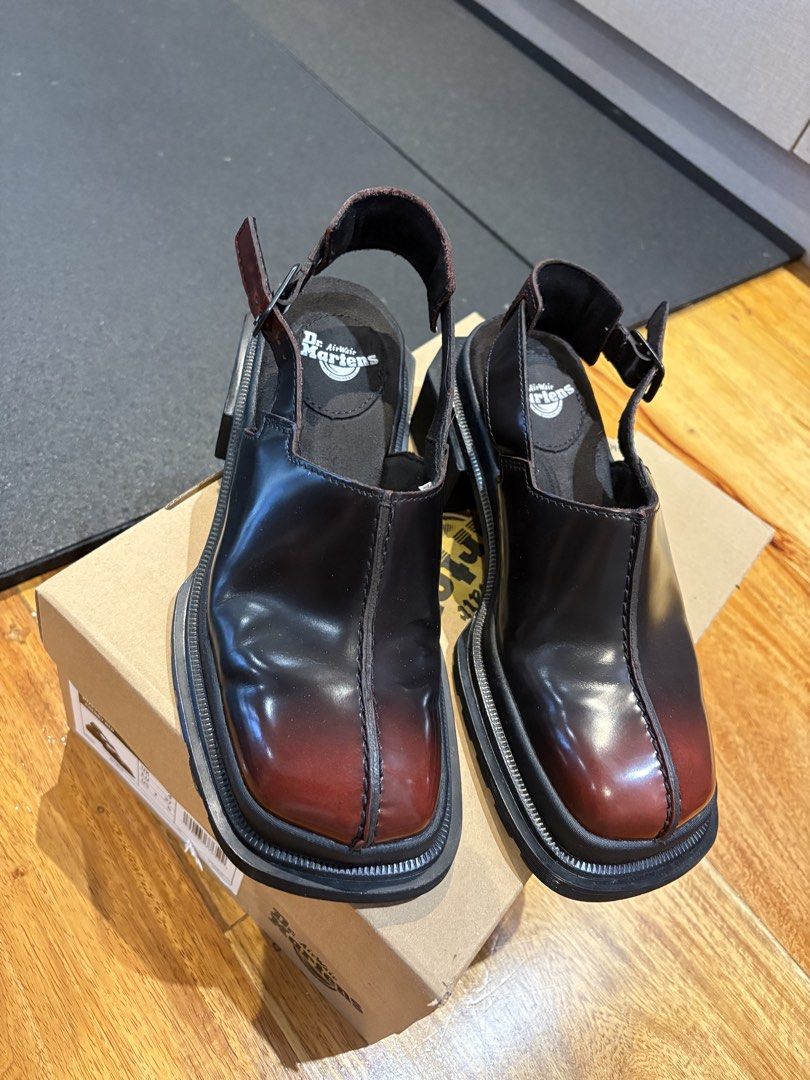 Dr. Martens Maybole Mule Cherry Red Arcadia Size UK 4 (Category: Flats & Sandals) located in Quezon City. Submitted by punkunean (Listing ID 1468282574, Image 3). Description: - Brand: Dr. Martens - Model: Maybole Mule - Color/Material: Cherry Red Arcadia leather - Size: UK 4 / EU 37 / US Women's 6 - Design details: Chunky sole, square toe, and slingback strap with adjustable buckle - Inclusions: Original box included - Condition: Excellent, well