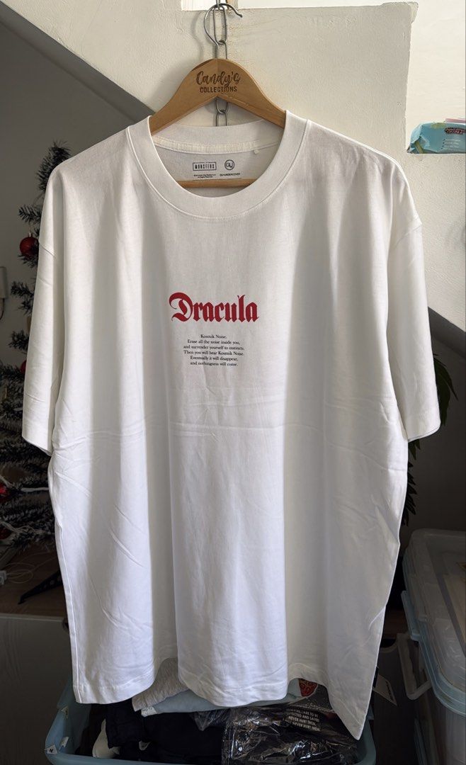 DRACULA (Category: Tshirts & Polo Shirts ) located in Cavite. Submitted by handpickedshirts (Listing ID 1468093835, Image 3). Description: New Thick yet comfy fabric Medium (W22in) and XL (W25in) available Full length Actual photos.