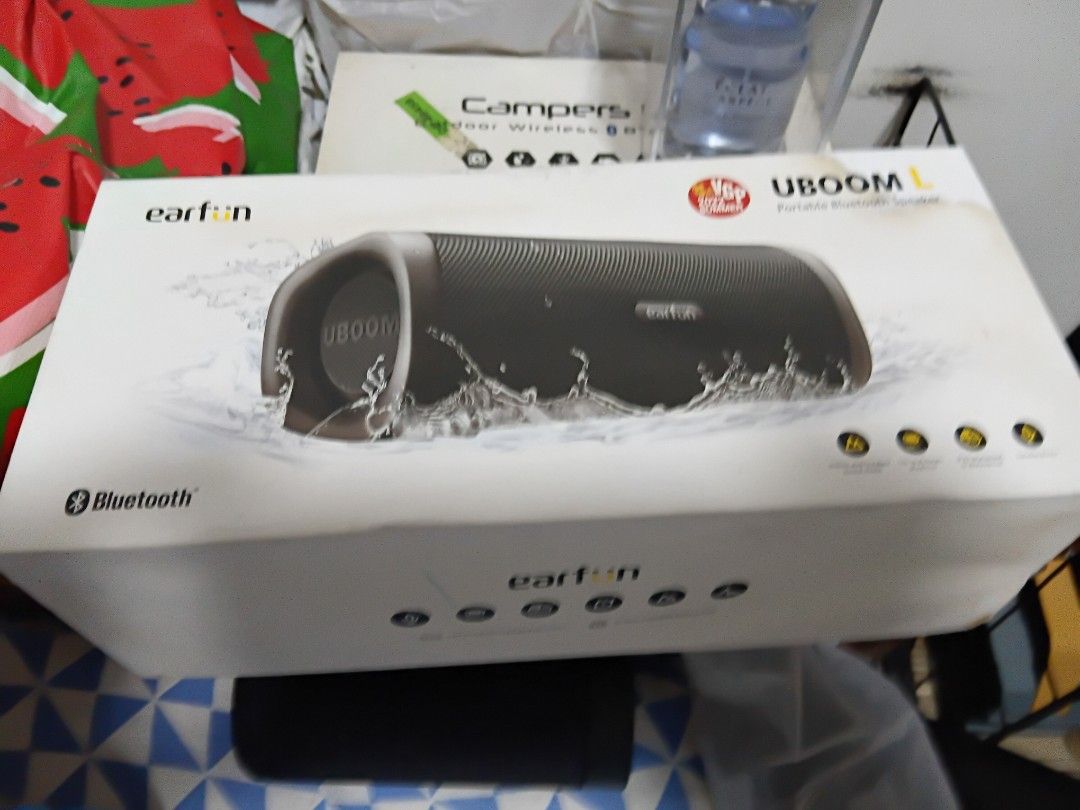 EarFun UBOOM L Portable Bluetooth Speaker (Category: Soundbars, Speakers & Amplifiers) located in Makati City. Submitted by boybenta21 (Listing ID 1468240795, Image 1). Description: - Brand: EarFun UBOOM L wireless speaker - Condition: Brand new, still in original retail box - Features: Waterproof build and reliable Bluetooth connectivity - Sound: Strong bass and crystal-clear audio output - Best for: Outdoor trips, parties, and everyday room lis