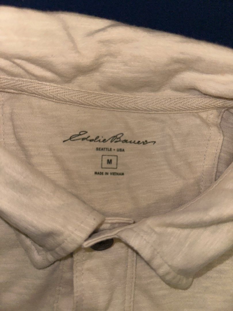 Eddie Bauer Polo shirt (Category: Tshirts & Polo Shirts ) located in Quezon City. Submitted by mancave_stuff (Listing ID 1468182363, Image 3). Description: Eddie Bauer Polo shirt short sleeve Size M: 29” x 29” Color rate: 9/10 Beige with brown stripes Very Good condition No issues.