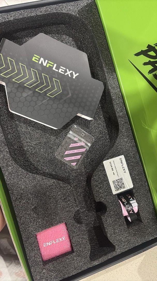 Enflexy Mjolnir Pink Edition (Category: Racket and Ball Sports) located in Trece Martires City. Submitted by leilei2 (Listing ID 1468218831, Image 2). Description: Complete with box. Edge Tape installed since day 1 and thrice lang siya nagamit. Pref meet up para macheck mismo unit.