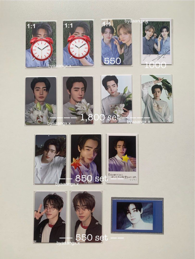 ENHYPEN Sunghoon Photocards (Category: K-Wave Merchandise) located in Tagbilaran City. Submitted by byaaangx.x (Listing ID 1468191026, Image 2). Description: - ENHYPEN Sunghoon collection: photocards, polaroids, and sets - Price range: ₱50 - ₱1,800 (individual prices marked) - Features multiple eras, outfits, and concepts - DM for specific item availability or bundling requests.