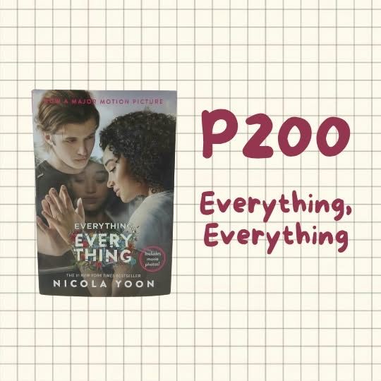 Everything, Everything (Category: Storybooks) located in Caloocan City. Submitted by kaecc- (Listing ID 1468202540, Image 1). Description: EVERYTHING, EVERYTHING P200 .