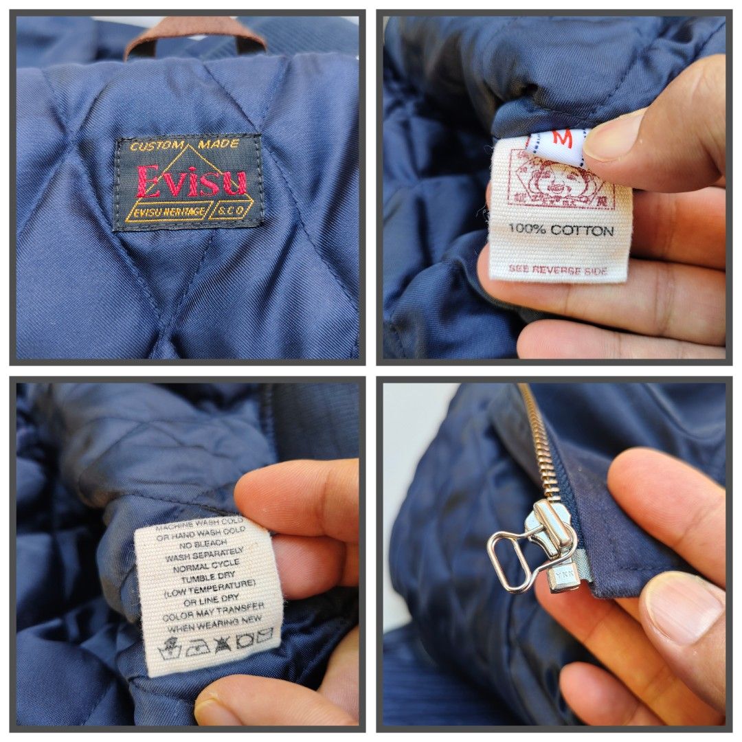 EVISU bomber jacket (filler quilted lining) (Category: Coats, Jackets and Outerwear) located in Baguio. Submitted by archival_thrifted.ph. (Listing ID 1468138711, Image 2). Description: FOR SALE‼️ .EVISU BOMBER JACKET .EXCELLENT CONDITION .QUILTED FILLER LINING .W/NORMAL SIGNS OF USAGE .MEDIUM ON TAG .PHP 2800 PLUS SF .❌❌ COP/COD .MOP GCASH .COURIER J&T .BAGUIO AREA .DM FOR SURE BUYER TY.