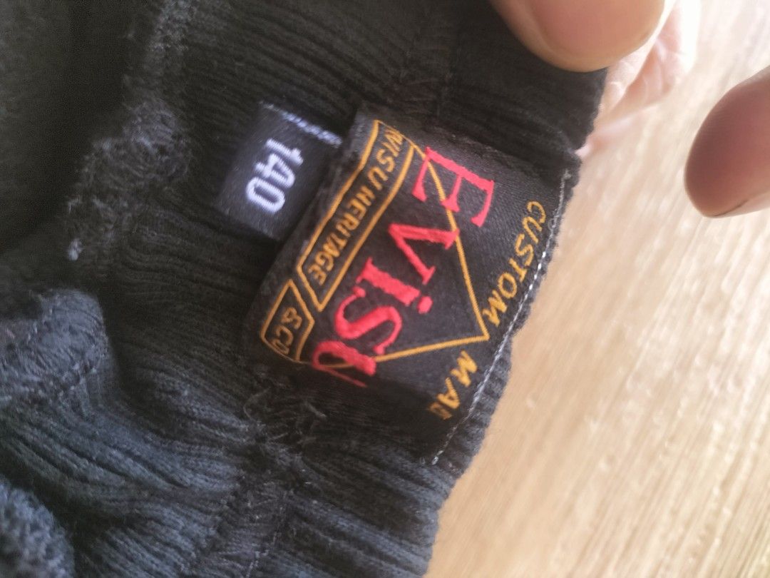 Evisu Heritage Black Sweatpants Size 140 (Category: Joggers) located in Manila. Submitted by patriciab12636 (Listing ID 1468227478, Image 2). Description: - fir kids size 24 lenth 30inches Brand: Evisu Heritage - Color: Black with gold and white graphics - Size: Tagged size 140 - Design: Striking leg prints with small gold gull logo near the hip - Fit: Elastic waistband and ribbed ankle cuffs - Condition: Clean fabric with bright, un-faded graphi