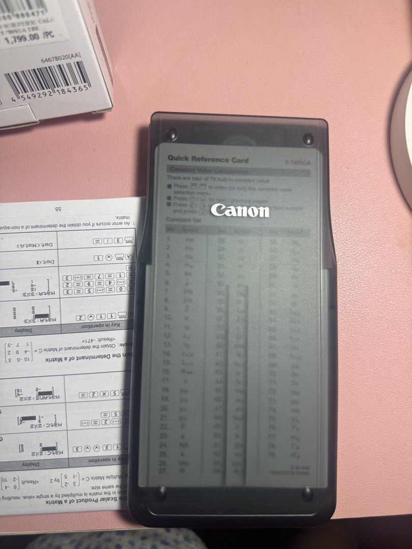 F-789SGA Canon Calculator (Category: Stationery & School Supplies) located in Manila. Submitted by thriftsbysienna (Listing ID 1468106684, Image 2). Description: Allowed non-programmable calculator for PRC Bought last July 2026 Complete with box.