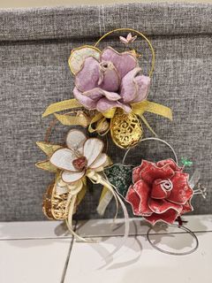 Handmade Fabric Orchid Flower Arrangement and Ornaments, Furniture ...