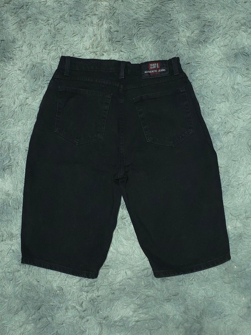 Faded Glory Black Denim Shorts (Category: Shorts) located in Abulug. Submitted by humanwhosellthings (Listing ID 1468190918, Image 2). Description: - Brand: Faded Glory Jorts ✅Excellent Condition ✅Issue: none ▫️Waist Size: 29 ▫️Length: 21 - Color: Solid black wash - Style: Mid-length denim shorts with classic five-pocket design - Closure: Button closure - Details: Leather patch on the back waistband - Condition: Excellent, ready to wear - Perfect