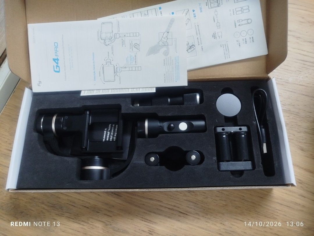 FeiyuTech G4 Pro 3-Axis Stabilized Handheld Gimbal (Category: Gimbals & Stabilizers ) located in Taguig. Submitted by steve_doms (Listing ID 1468122029, Image 2). Description: - Model: FeiyuTech G4 Pro Handheld Gimbal (designed for iPhone) - Condition: Brand new, never used, and properly stored in box - Stabilization: Advanced 3-axis smooth stabilization - Inclusions: Complete set with original box, manual, battery charger, batteries, and all acc