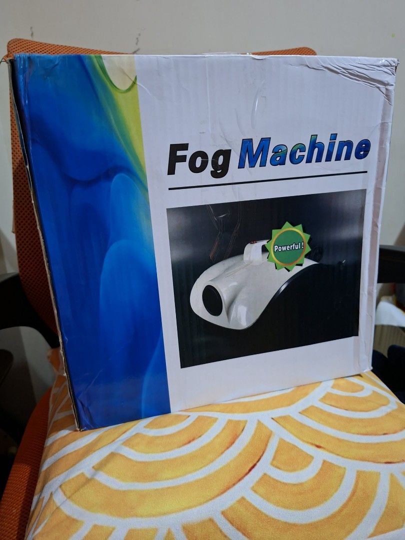 Fog Machine Disinfectant Spritzer with Fogging Solution (Shangrila) (Category: Cleaning Tools & Supplies) located in Pasig City. Submitted by kimpr (Listing ID 1468251523, Image 1). Description: - Color: Sleek white - Condition: Great working condition with original box included - Features: Adjustable output control dial, clear liquid container, and feed tube - Power: Attached power cord for easy plug-and-play use - Best For: Fast and efficient s