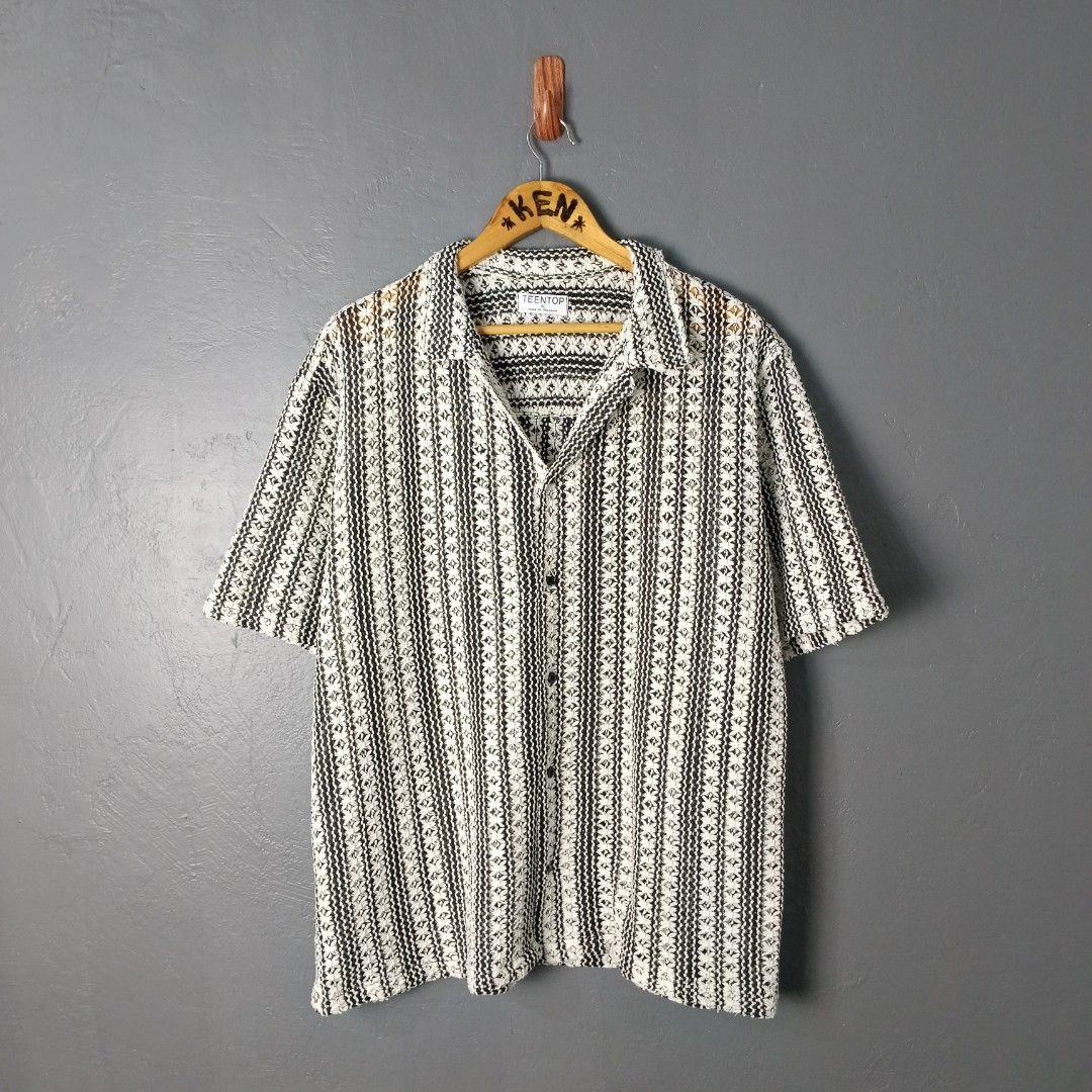 For Men - TEENTOP - Crochet (Category: Tshirts & Polo Shirts ) located in Bacolod City. Submitted by drop.ph (Listing ID 1468169273, Image 1). Description: Teentop - Crochet Knit Open Collar Shirt *Size XL - 24x27 *Excellent *No flaws *Price: 680php *Add SF if outside Bacolod City .