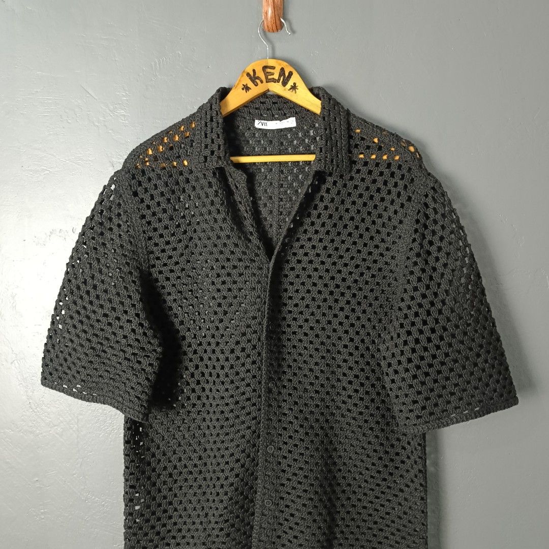 For Men - Zara - Crochet Knit (Category: Tshirts & Polo Shirts ) located in Bacolod City. Submitted by drop.ph (Listing ID 1468174292, Image 3). Description: Zara - Crochet Knit Authentic *Heavy Cotton *Size M - 21x26.5 *Good as New *No flaws *Price: 880php *Add SF if outside Bacolod City .