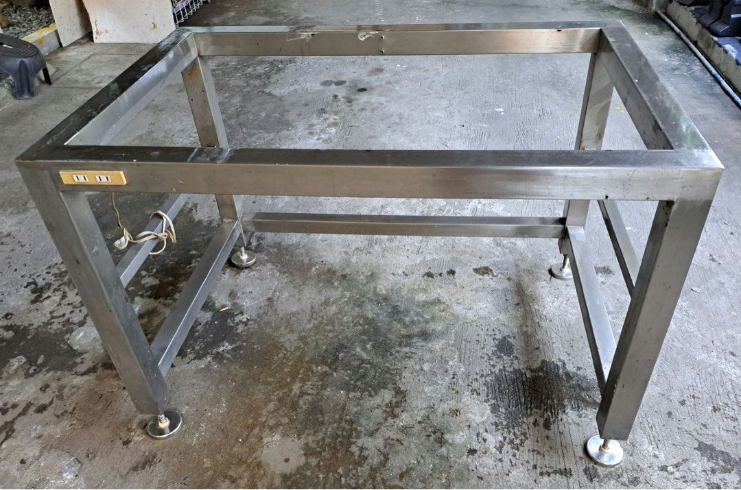 FOR SALE: Stainless Steel Working Table Frame (Category: Industrial Equipment) located in Las Pinas. Submitted by kyoyaanime (Listing ID 1468138410, Image 2). Description: FOR SALE: Stainless Steel Working Table Frame 📌 Item: Stainless Steel Working Table Frame 📏 Dimensions (L × W × H): 114.5 × 76 × 76 cm 💰 Price: ₱5,000 ✅ Stainless steel frame ✅ With adjustable leveling feet ✅ Built-in electrical outlet 📍 Condition: Sold as is, where is 📩 M